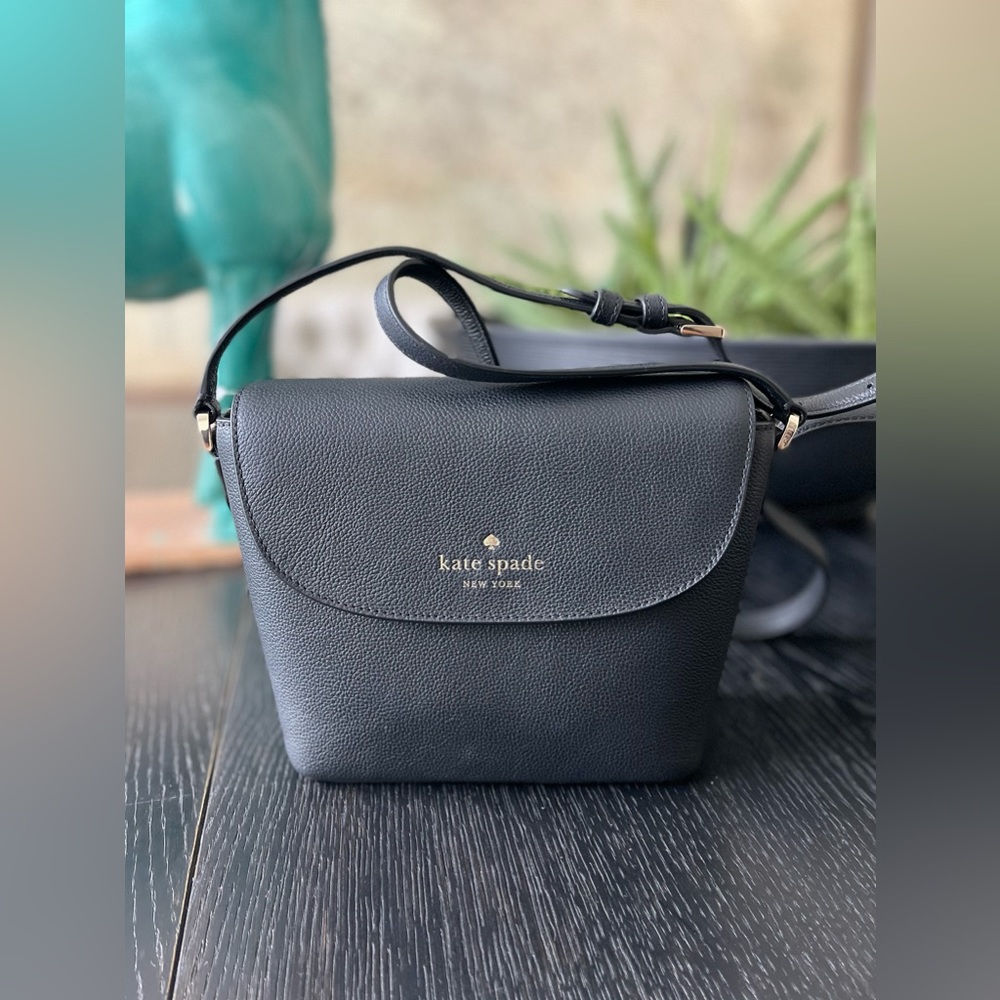 Kate Spade Black Pebbled Leather flap crossbody